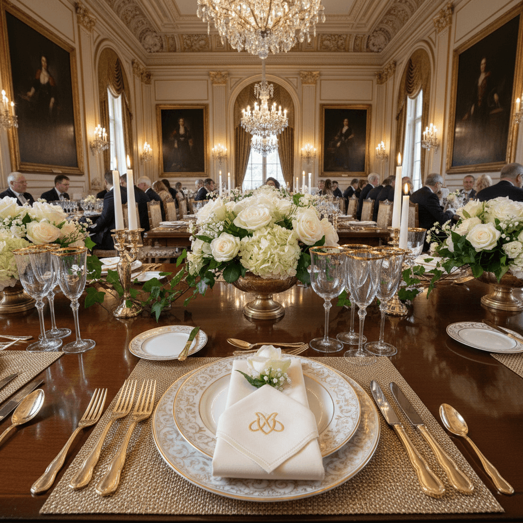Private dinner table with elegant place settings